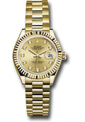 Rolex Yellow Gold Datejust 28 Champagne Diamond President