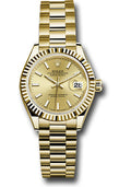 Rolex Yellow Gold Datejust 28 Champagne Index President