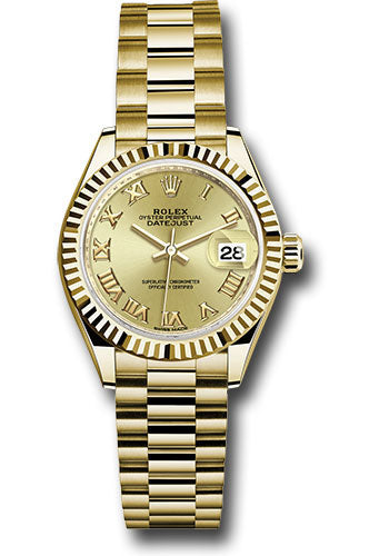 Rolex Yellow Gold Datejust 28 Champagne Roman President