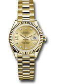 Rolex Yellow Gold Datejust 28 Champagne Diamond Star President