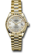 Rolex Yellow Gold Datejust 28 Silver Diamond President