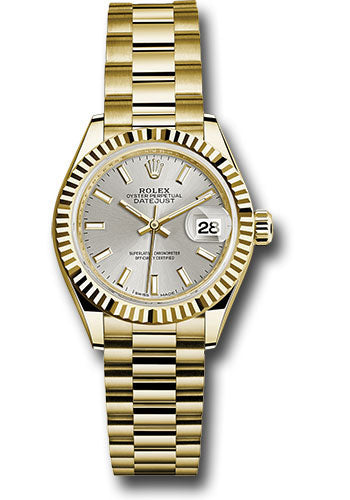 Rolex Yellow Gold Datejust 28 Silver Index President