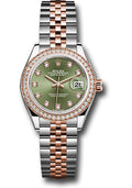 Rolex Steel & Everose Gold Datejust 28 Olive Diamond Jubilee Diamond Bezel