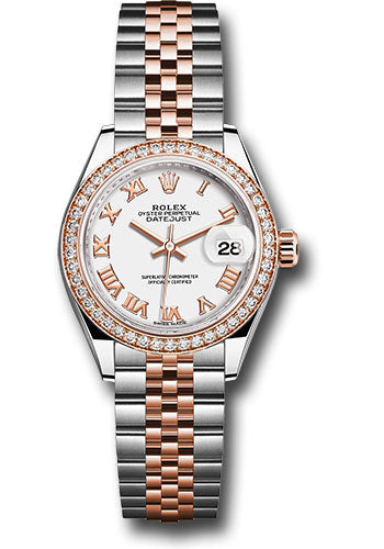 Rolex Steel & Everose Gold Datejust 28 White Roman Jubilee Diamond Bezel