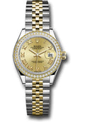 Rolex Steel & Yellow Gold Datejust 28 Champagne Roman Jubilee Diamond Bezel