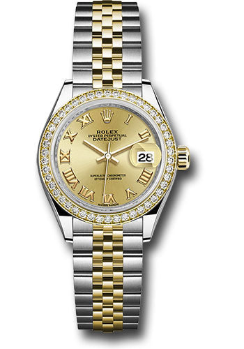 Rolex Steel & Yellow Gold Datejust 28 Champagne Roman Jubilee Diamond Bezel