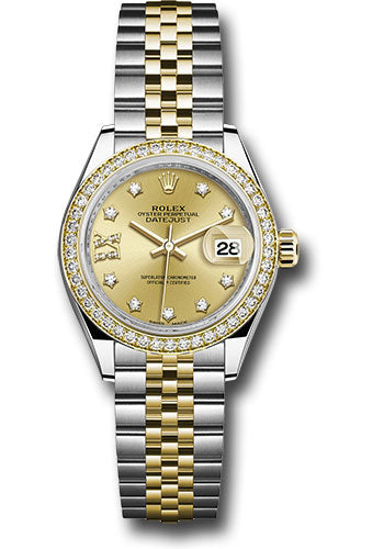 Rolex Steel & Yellow Gold Datejust 28 Champagne Star Diamond Jubilee Diamond Bezel