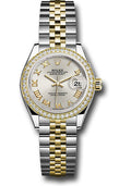 Rolex Steel & Yellow Gold Datejust 28 Silver Roman Jubilee Diamond Bezel