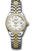 Rolex Steel & Yellow Gold Datejust 28 White Roman Jubilee Diamond Bezel
