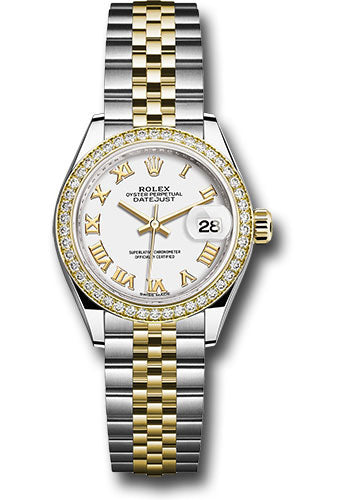Rolex Steel & Yellow Gold Datejust 28 White Roman Jubilee Diamond Bezel