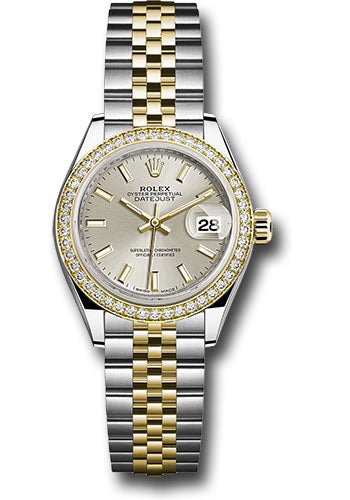 Rolex Steel & Yellow Gold Datejust 28 Silver Index Jubilee Diamond Bezel