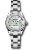 Rolex Steel & White Gold Datejust 28 Mother Of Pearl Diamond President Diamond Bezel Oyster