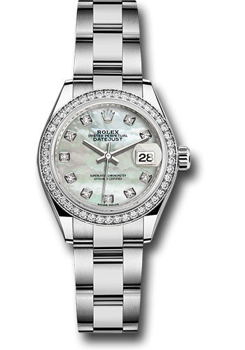 Rolex Steel & White Gold Datejust 28 Mother Of Pearl Diamond President Diamond Bezel Oyster