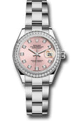 Rolex Steel & White Gold Datejust 28 Pink Diamond President Diamond Bezel Oyster
