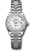 Rolex Steel & White Gold Datejust 28 White Roman Diamond Bezel Jubilee