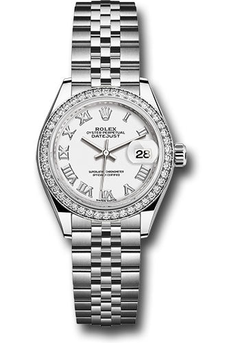 Rolex Steel & White Gold Datejust 28 White Roman Diamond Bezel Jubilee