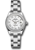 Rolex Steel & White Gold Datejust 28 White Roman Diamond Bezel Oyster