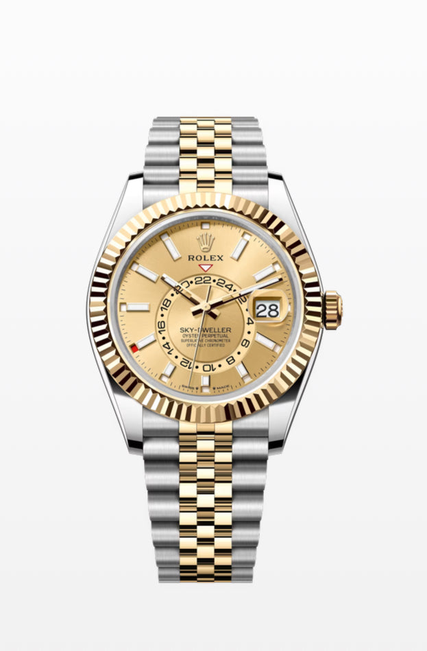 Rolex Yellow Rolesor Sky-Dweller 42 Champagne Index Dial Jubilee