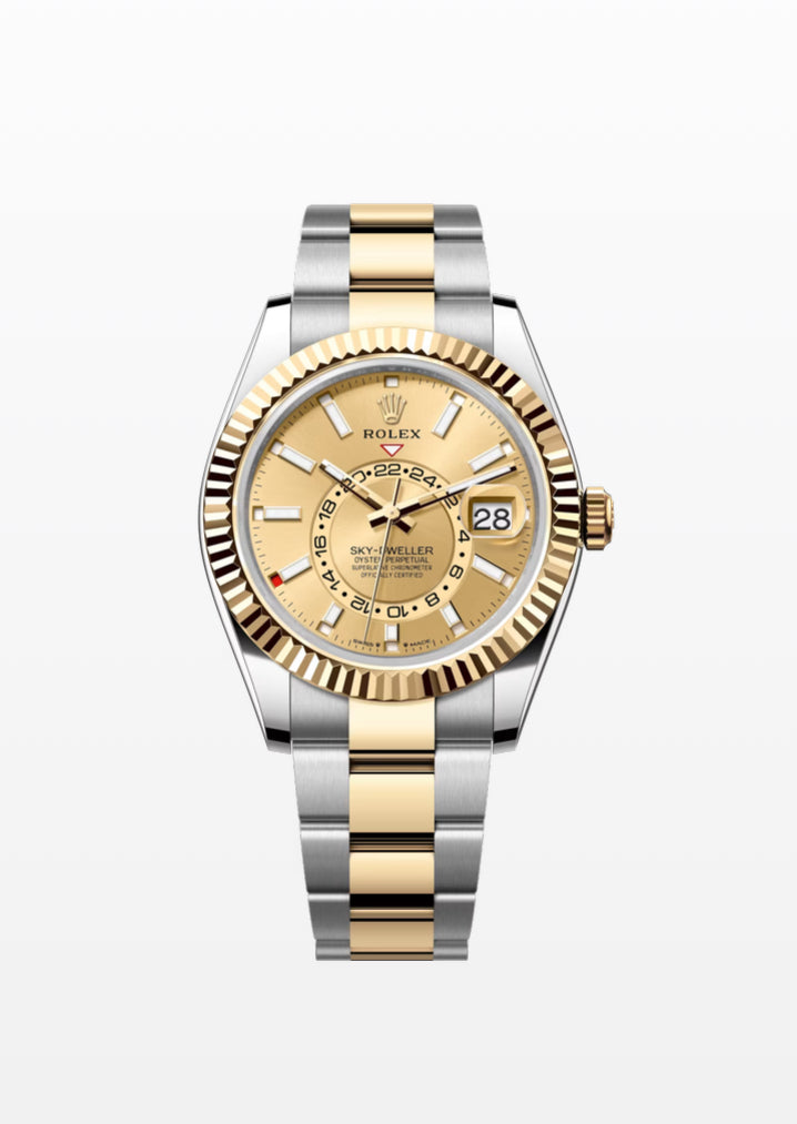Rolex Yellow Rolesor Sky-Dweller 42 Champagne Index Dial Oyster