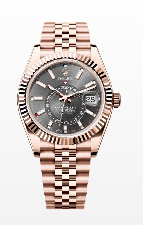 Rolex Everose Gold Sky-Dweller 42 Rhodium Index Dial Jubilee