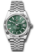 Rolex White Rolesor Sky-Dweller 42 Green Index Dial Jubilee