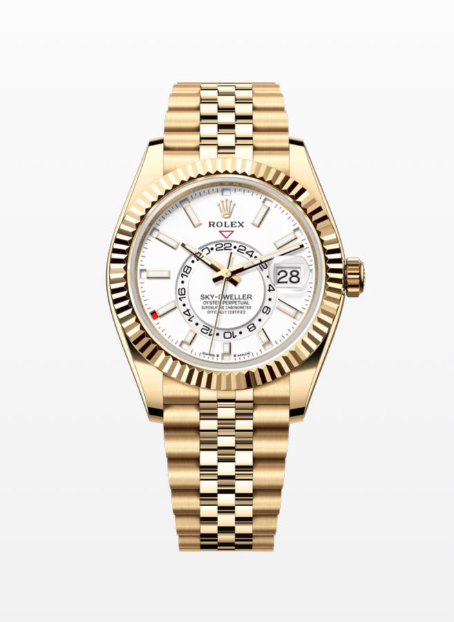 Rolex Yellow Gold Sky-Dweller 42 White Index Dial Jubilee