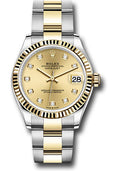 Rolex Steel & Yellow Gold Datejust 31 Champagne Diamond Oyster