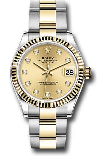 Rolex Steel & Yellow Gold Datejust 31 Champagne Diamond Oyster