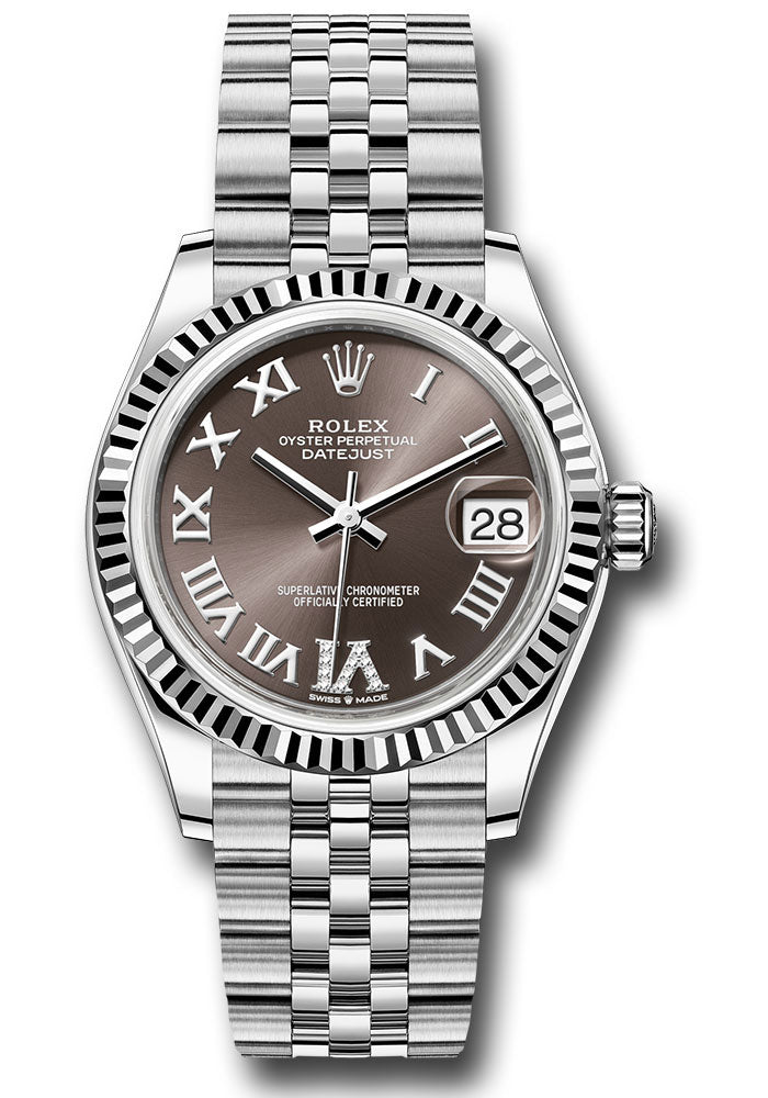 Rolex Steel & White Gold Datejust 31 Chocolate Roman Diamond VI Jubilee