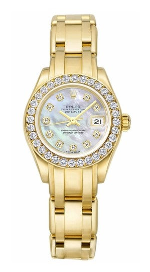 Rolex Yellow Gold 29mm Pearlmaster MOP Diamond