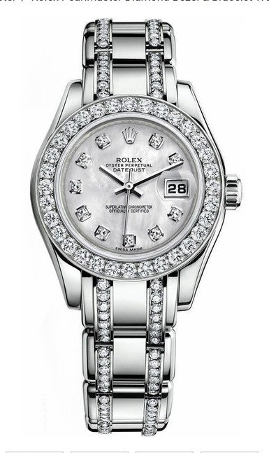 Rolex White Gold  29mm Pearlmaster MOP Diamond Bracelet